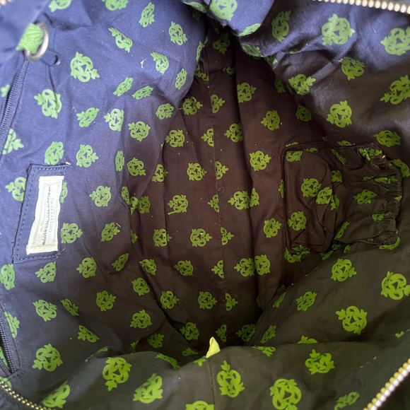 American Eagle Blue Green Nylon Small Tote Handbag - Picture 2 of 3